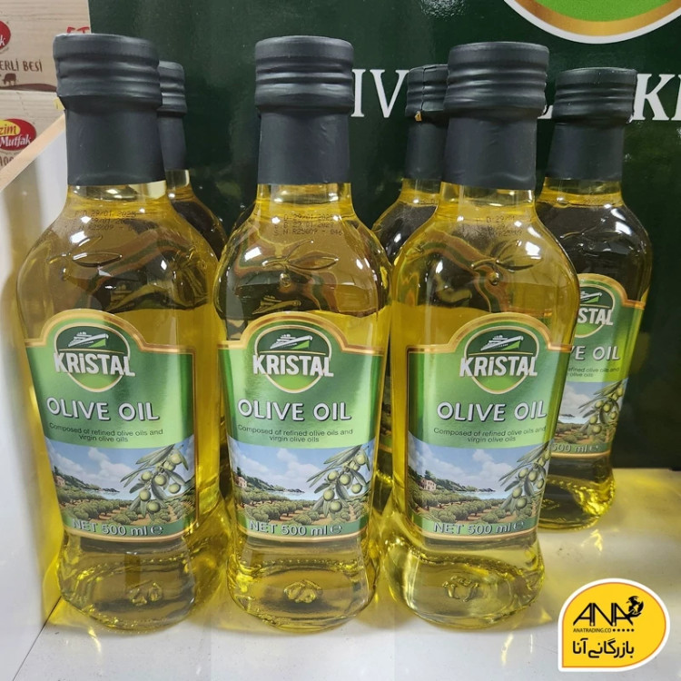 روغن زیتون خالص کریستال شیشه ای ترکیه حجم 500 میلی لیتر