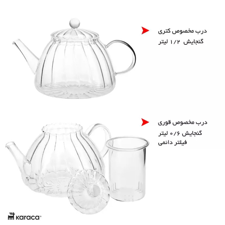 ست کتری و قوری کاراجا مدل LORI بوروسیلیکات