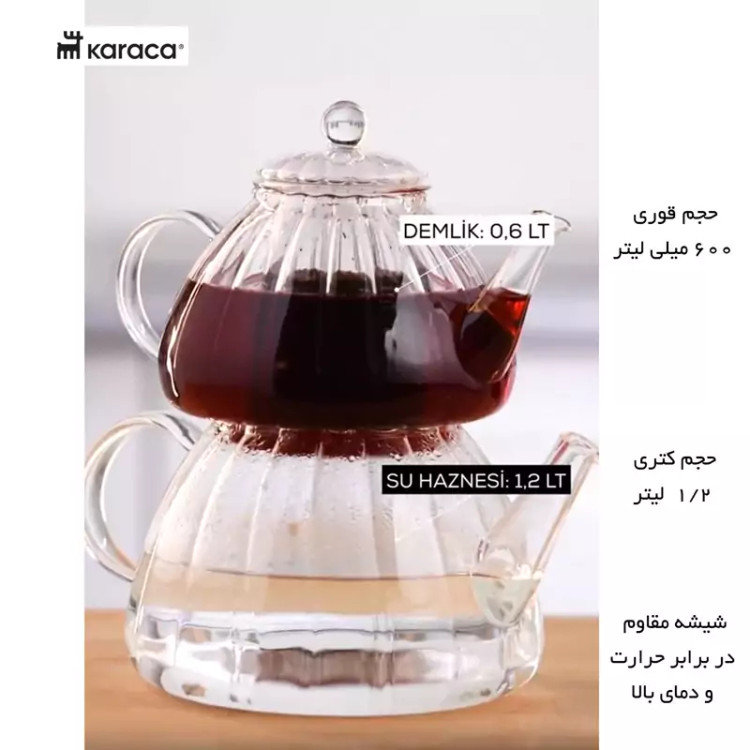 ست کتری و قوری کاراجا مدل LORI بوروسیلیکات