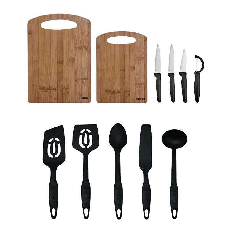 ست تخته برش، چاقو و قاشق کاراجا مدل Stark مجموعه 11 پارچه